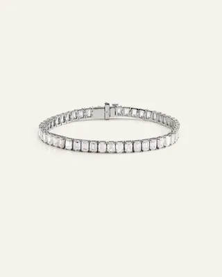 Quince Quince | Women's 14K Gold Lab Grown Diamond North-South Emerald Tennis Bracelet 15ctw in White Gold — Women Summer white Accessories