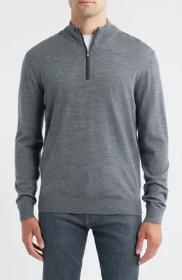 johnnie-O johnnie-O Raynor Merino Wool Quarter Zip Sweater in Charcoal — Men Winter grey Tops