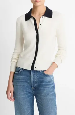 Vince Vince Wool & Cashmere Blend Cardigan in Off White/Coastal — Women Winter white Tops
