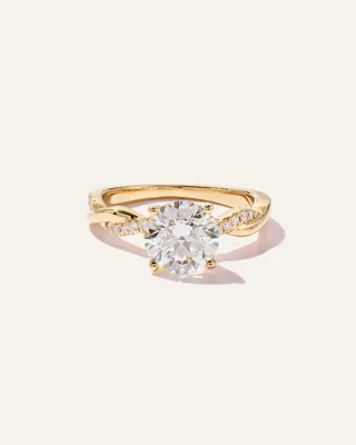 Quince Quince Women's Lab Grown Diamond Round Twisted Engagement Ring 2ct in Yellow Gold — Women Spring gold Accessories