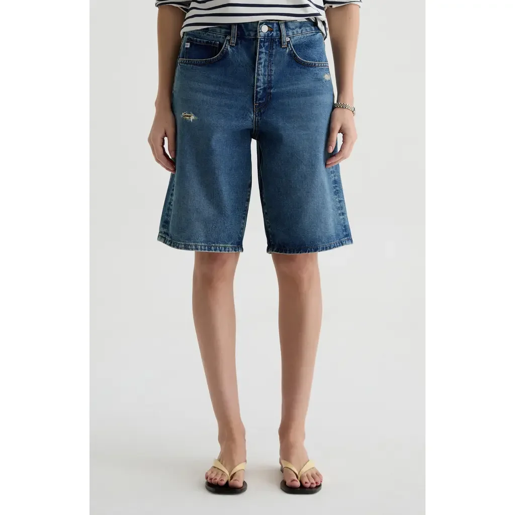 AG AG Thalia Denim Bermuda Shorts in 11 Years Enrich — Women Winter navy Shorts