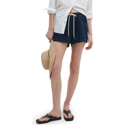 rag & bone rag & bone Emery Drawstring Cargo Denim Shorts in Ocean Rinse — Women Winter navy Shorts
