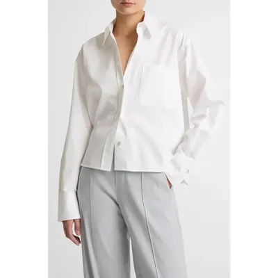 Vince Vince Crop Cotton Shirt in Optic White — Women Winter white Tops