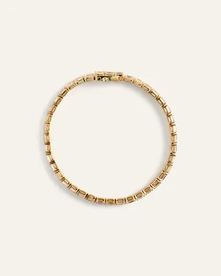Quince Quince | Women's 14K Gold Lab Grown Diamond East-West Emerald Tennis Bracelet 10ctw in Yellow Gold — Women Winter gold Accessories