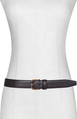 Vince Vince Stitched Leather Belt in Cacao Brown — Women Autumn chocolate Accessories