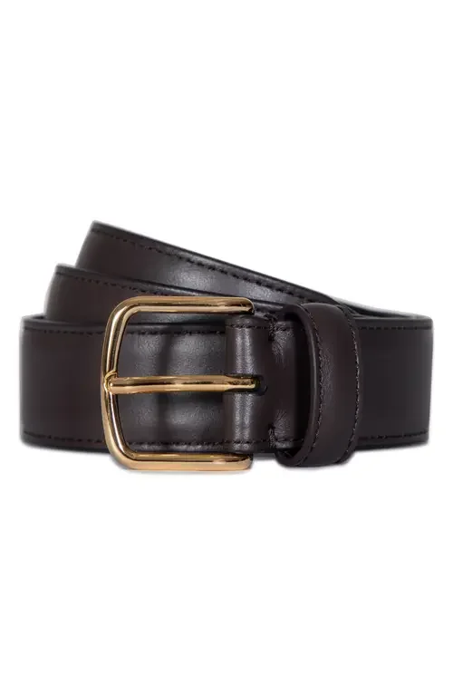Vince Vince Stitched Leather Belt in Cacao Brown — Women Autumn chocolate Accessories
