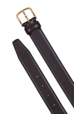 Vince Vince Stitched Leather Belt in Cacao Brown — Women Autumn chocolate Belts