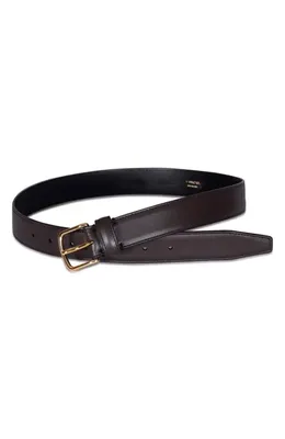 Vince Vince Stitched Leather Belt in Cacao Brown — Women Autumn chocolate Accessories
