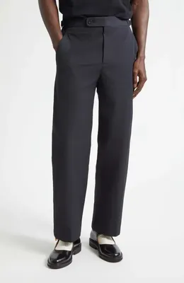 Bode Bode Side Buckle Seersucker Trousers in Dark Navy — Men Winter navy Pants