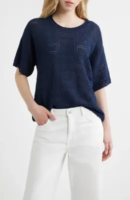 rag & bone rag & bone Morgan Pointelle Stitch Sweater in Navy — Women Winter navy Tops