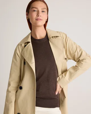 Quince Quince | Women's Lightweight Cotton Cashmere Crew Sweater in Mocha Heather — Women Autumn brown Sweaters & Knits