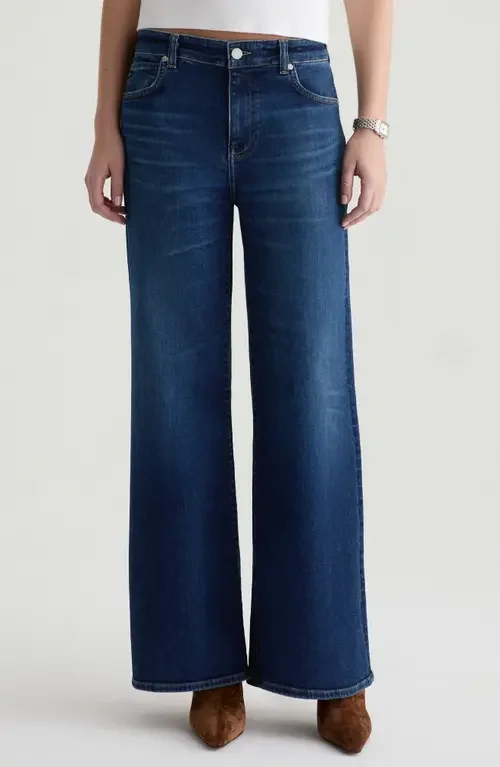 AG AG Saige High Waist Wide Leg Jeans in Outspoken — Women Winter navy Pants
