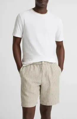Vince Vince Ballstone Stripe Hemp Drawstring Shorts in Parchment/Coastal Stripes — Men Spring ivory Shorts