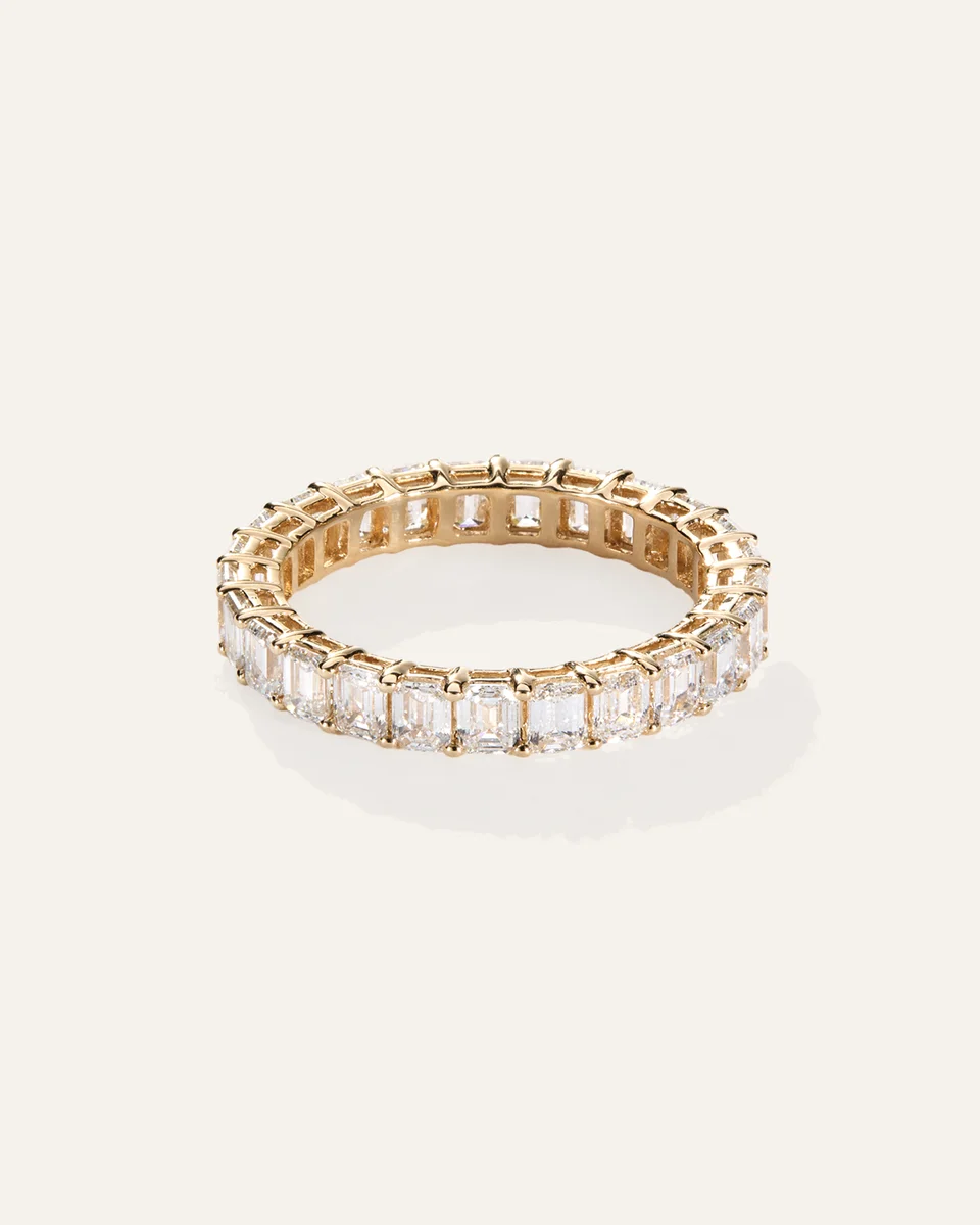 Quince Quince Women's Lab Grown Diamond Emerald Eternity Band Rings in Yellow Gold — Women Spring camel Accessories