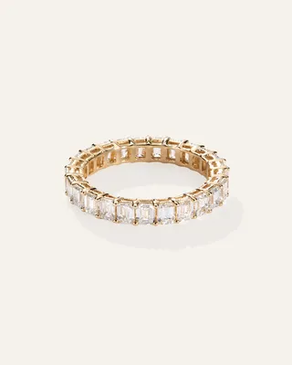Quince Quince Women's Lab Grown Diamond Emerald Eternity Band Rings in Yellow Gold — Women Spring camel Accessories