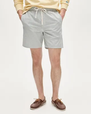 J.Crew 7'' lounge short in Broken-in oxford cloth in DOMINIC WHITE GREEN — Men Summer Underwear & Loungewear