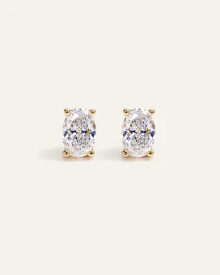 Quince Quince | Women's 14K Gold Lab Grown Diamond Oval Solitaire Studs in Yellow Gold — Women Spring white Accessories