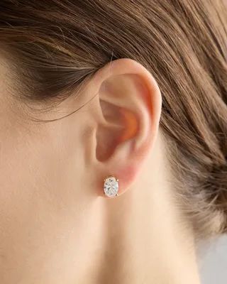 Quince Quince | Women's 14K Gold Lab Grown Diamond Oval Solitaire Studs in Yellow Gold — Women Spring white Accessories
