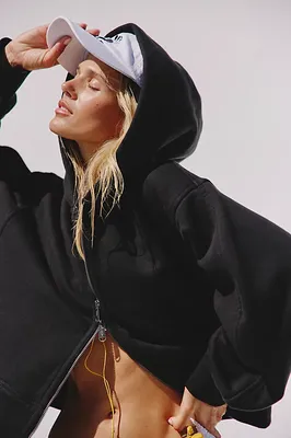 FP Movement A Cut Above Zip-Up Hoodie in Black — Women Winter black