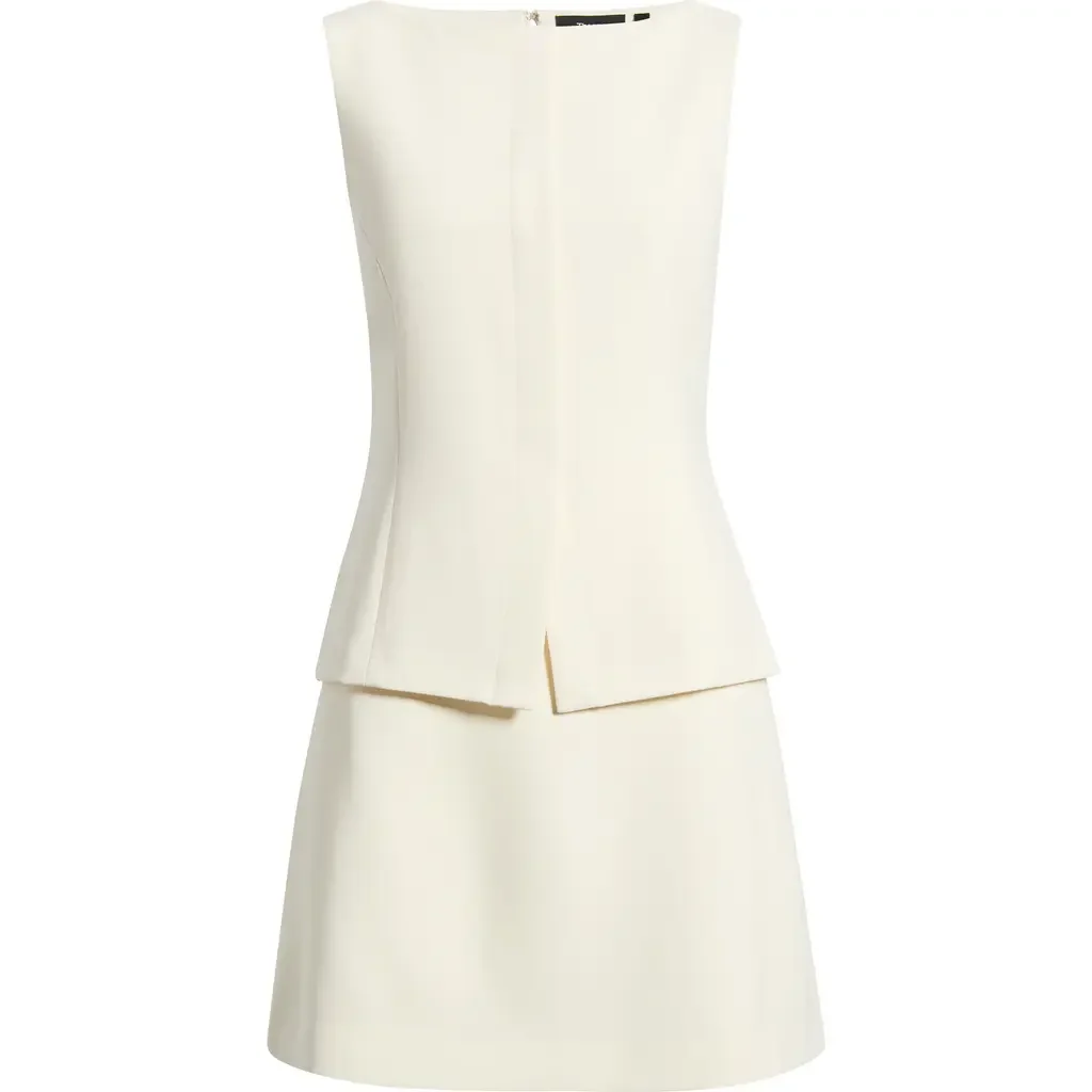 Theory Theory Boat Neck Minidress in Rice - Y0C — Women Spring ivory Dresses