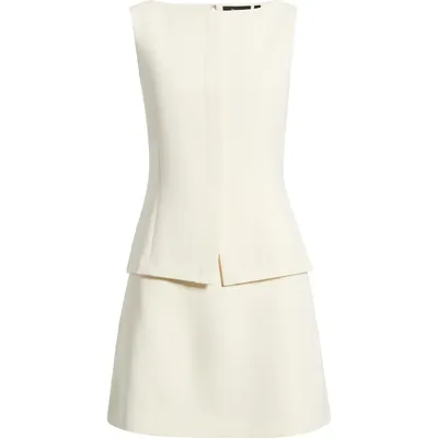 Theory Theory Boat Neck Minidress in Rice - Y0C — Women Spring ivory Mini Dresses