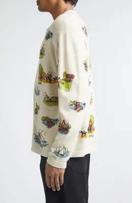 Bode Bode Beaded Merino Wool & Cotton Cardigan in Multi Ivory — Men Spring ivory Tops