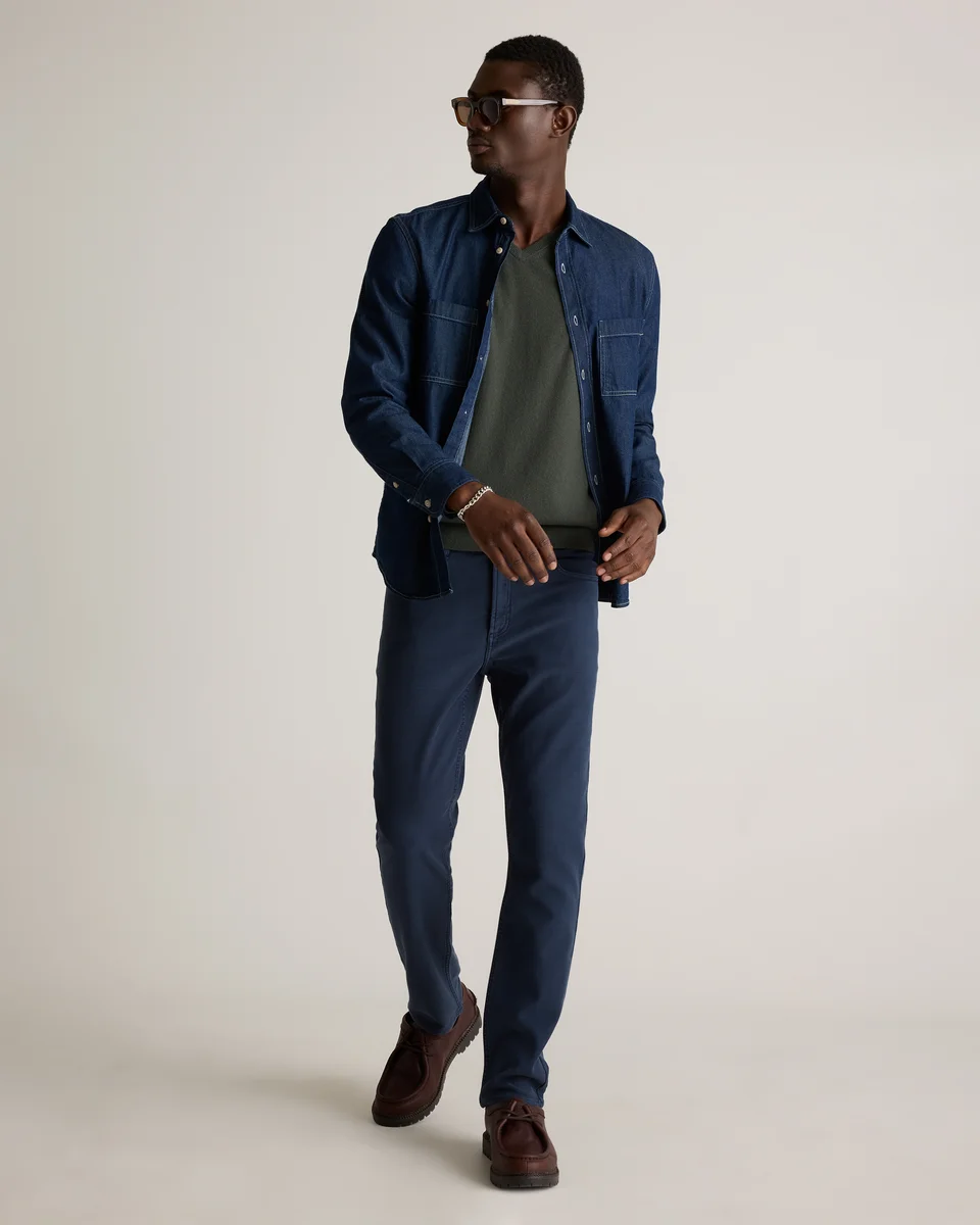 Quince Quince | Men's French Terry 5-Pocket Pants Slim in Deep Navy — Men Winter navy Joggers & Sweatpants