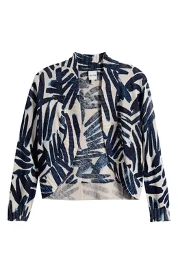 NIC+ZOE NIC+ZOE Painted Palms Cardigan in Indigo Multi — Women Winter navy Tops