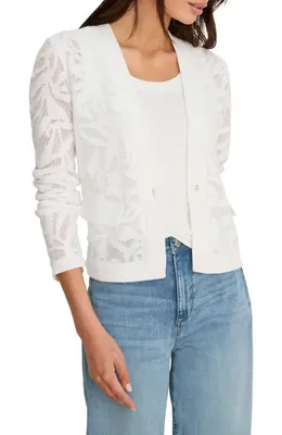 NIC+ZOE NIC+ZOE Garden Floral Lace Single Button Jacket in Paper White — Women Winter white Outerwear