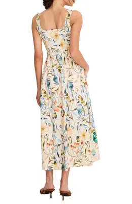 NIC+ZOE NIC+ZOE Chloe Pressed Flowers Sleeveless A-Line Dress in Neutral Multi — Women Spring ivory Dresses