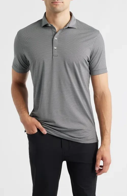 johnnie-O johnnie-O Lyndon Classic Fit Polo in Black Seal — Men Summer grey Tops