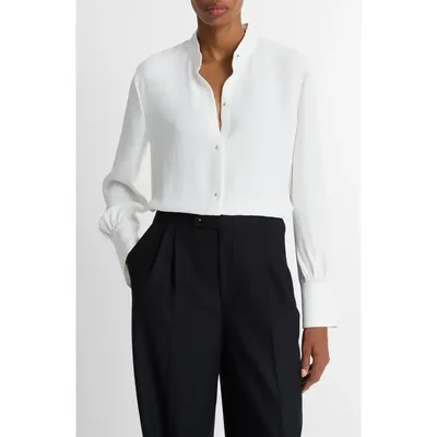 Vince Vince Metal Ball Button Top in Off White — Women Winter white Tops