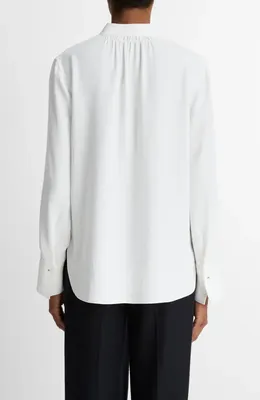 Vince Vince Metal Ball Button Top in Off White — Women Winter white Tops