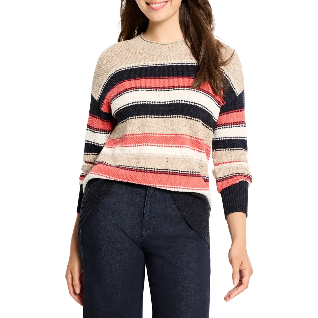 NIC+ZOE NIC+ZOE Nep Stripe Cotton Blend Sweater in Red Multi — Women Autumn red Tops