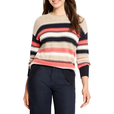 NIC+ZOE NIC+ZOE Nep Stripe Cotton Blend Sweater in Red Multi — Women Autumn red Tops