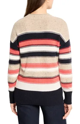 NIC+ZOE NIC+ZOE Nep Stripe Cotton Blend Sweater in Red Multi — Women Autumn red Tops
