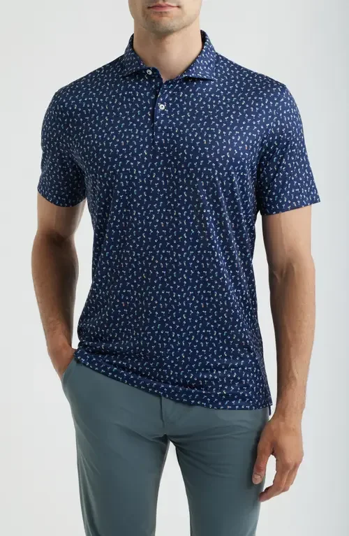 johnnie-O johnnie-O Pop Tails Cocktail Print Performance Jersey Polo in Navy — Men Winter navy Tops