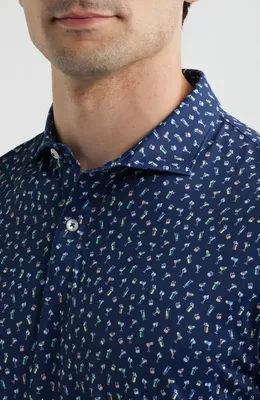 johnnie-O johnnie-O Pop Tails Cocktail Print Performance Jersey Polo in Navy — Men Winter navy Tops