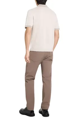 Theory Theory Linen & Silk Polo in Silver Cloud — Men Spring ivory Tops