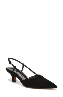 Vince Vince Levvy Slingback Pointed Toe Kitten Heel Pump in Black Suede — Women Winter black Shoes