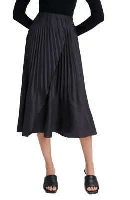 Vince Vince Variegated Pleat Skirt in Black — Women Winter black Skirts