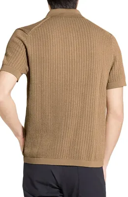 Theory Theory Tactile Cotton Polo in Fresh Khaki - 2Qh — Men Autumn camel Tops