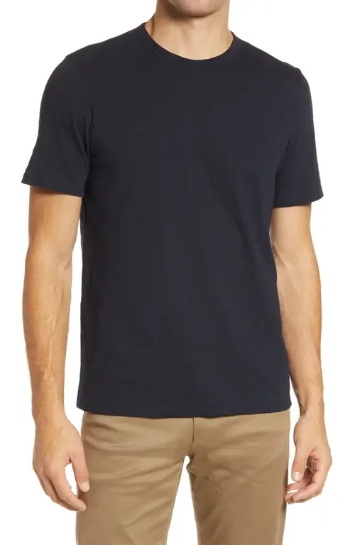 Theory Theory Essential in Cosmos Slub Cotton Tee in Eclipse — Men Winter black Tops