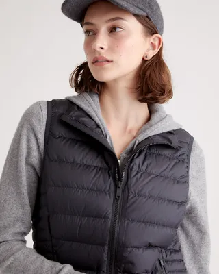 Quince Quince | Women's Lightweight Down Packable Puffer Vest in Black — Women Winter black Vests