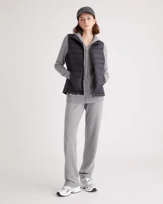 Quince Quince | Women's Lightweight Down Packable Puffer Vest in Black — Women Winter black Vests