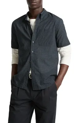 Vince Vince Cortland Plaid Short Sleeve Button-Down Shirt in Coastal Combo — Men Summer navy Tops