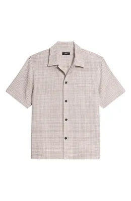 Theory Theory Mini Tex Camp Shirt in Morel Multi — Men Autumn tan Tops