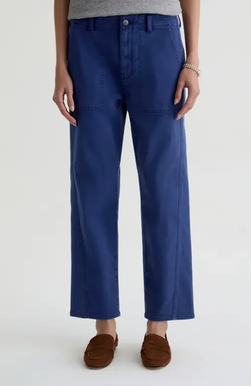 AG AG Analeigh High Waist Ankle Straight Leg Twill Pants in Sulfur Pacific Navy — Women Winter navy Pants