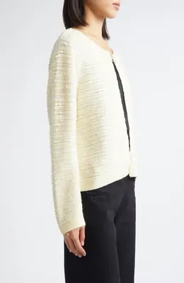 Bode Bode Spotlight Sequin Virgin Wool Swing Cardigan in Ivory — Women Spring ivory Tops