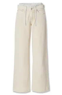 rag & bone rag & bone Featherweight Saige Boxer Relaxed Straight Leg Jeans in Sand Stripe — Women Spring white Pants